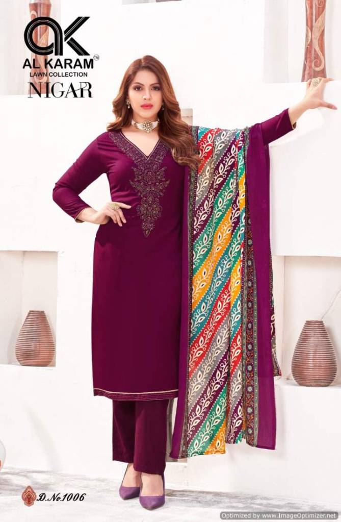 Nigar Vol 1 By Al Karam Rayon Embroidery Dress Material Wholesale Clothing Suppliers In India
